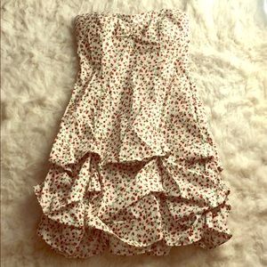 Strapless cherry print dress